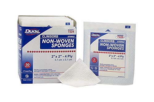 Dukal 7224 Non Woven Sponge, 4-Ply, Estéril, 2" x 2", Paquete de 3000 miniatura 1
