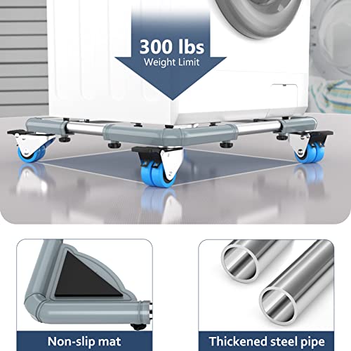 Spacecare Mobile Roller With 8 Locking Wheels - Adjustable Furniture Dolly Washing Machine Stand Refrigerator Base Moving Cart, Capacity 500 Lbs，Grey #TOP3