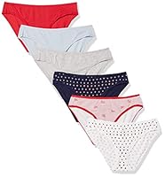 Amazon Essentials Damen Unterhose im Bikini-Schnitt aus Baumwolle - Auslauffarben, 6er-Pack, Herzen/Mehrfarbig/Streifen, 40