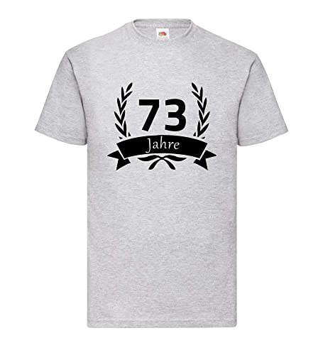 T-shirt 73 ans pour homme en gris taille XXXL avec motif de couronne de laurier