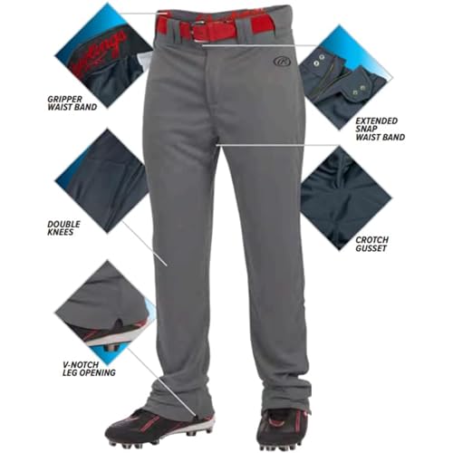 Rawlings mens LAUNCH Series Baseball Pants | Full Length Semi-Relaxed Fit | Adult Sizes | Solid | Multiple Options White, Medium - image 3