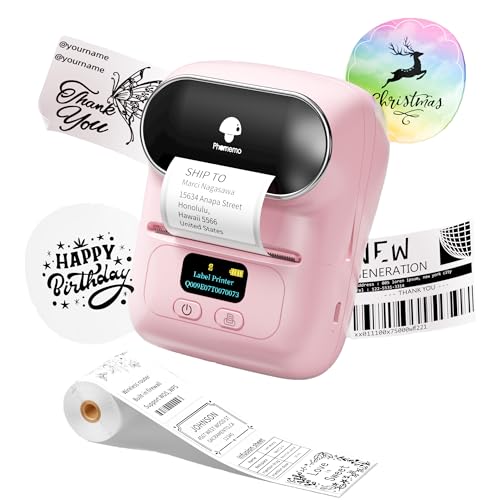 Image of Phomemo M110 Label Maker Portable Bluetooth Thermal Sticker Label Maker Printer for Address Barcode, Clothing, PhotoLogo, Jewelry, Retail, Business, Home, for iOS & Android, Print Black on White