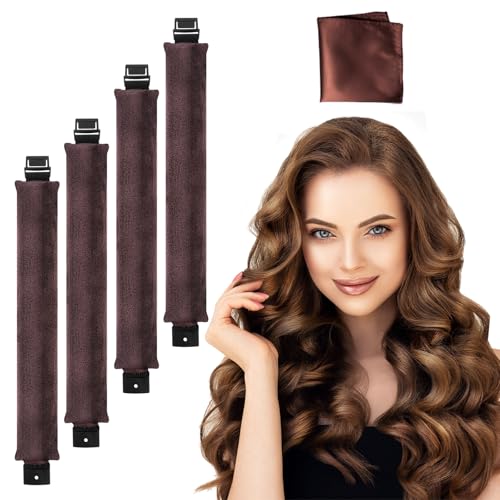 YUJHON Velvet Overnight Blowout Rods,Overnight Heatless Hair Curler Roller to Sleep in, Soft Rollers with Scarf for Volume and Blowout Look
