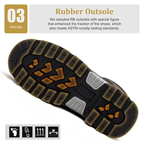 Image of ANGRYRAM Steel Toe Boots for Men Work Boots Slip Resistant Safety Shoes Indestructible Industrial Construction Working Boots Waterproof