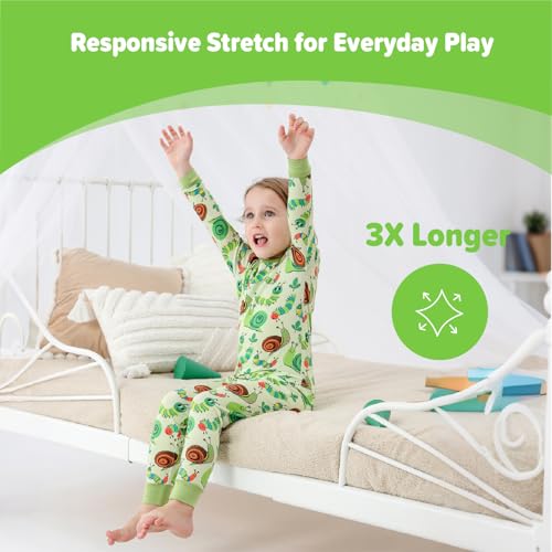 Image of Kids 2-Piece Soft Bamboo Viscose Clothing Set, Long Sleeve Top & Pants, Everyday Outfit for Toddler Boys & Girls