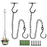 YOOHUA Ceiling Hooks with Chains for Hanging Plants - Metal Plant Bracket Iron Wall Mount Lanterns H