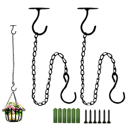 Yoohua Ceiling Hooks With Chains For Hanging Plants - Metal Plant Bracket Iron Wall Mount Lanterns Hangers For Hanging Bird Feeders, Lanterns, Wind Chimes, Planters, Outdoor Decoration Hooks #TOP28