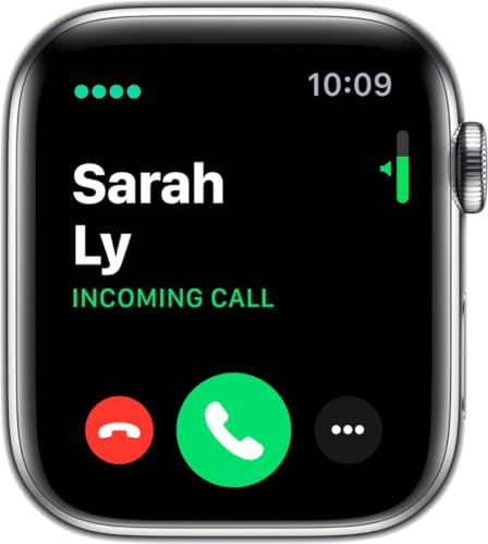 Image of Apple Watch Series 5 (GPS + Cellular, 44MM) - Silver Stainless Steel Case with White Sport Band (Renewed)