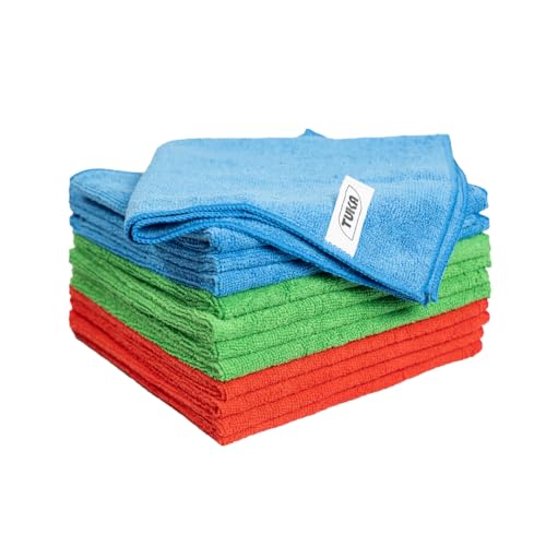 TUKA -12 Bayetas XL Microfibra Multiuso 40x40 cm - Pack de 12 Bayetas Reutilizables para Limpieza en Hogar, Cocina, Coche, Baños y Oficina - Absorbentes, Suaves y Sin Rayas (Tamaño XL, 12 Unidades)