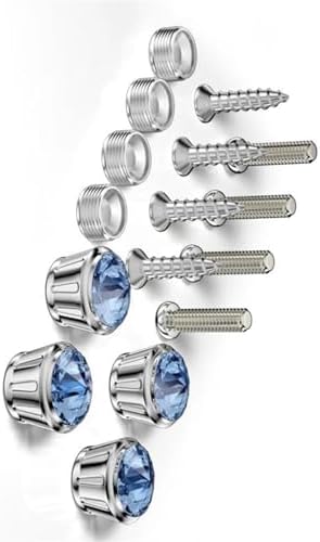 Car Trim Clips 1 Set Screw Caps Covers+Aluminum Alloy Screws Fasteners for License Plate Frame(Size:Blue)