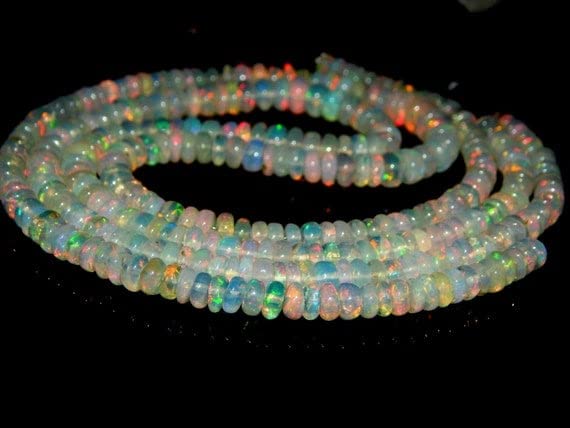Opal Ethiopian Multi Fair Rondelle perles naturelles 7.1x5 mm rang 15 pouces