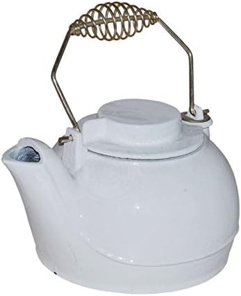 Functional Enamel Cast Iron Kettle Humidifier Tea Pot - White