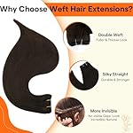 Full Shine Straight Remy Hair Weft Extensions Sew In Weft Hair Extensions Full Head Double Weft Hair Color 2 Darkest Brown Weft Human Hair Bundles 105 Grams 18 Inch Sew In Extensions Soft Hair - Image 4
