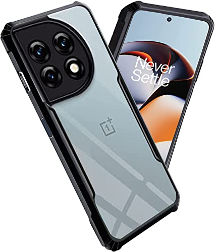 Image of A rtistque Clear Hard Transparent Acrylic Armor Anti-Drop Shockproof TPU Edge Back Cover Case for Oneplus 11R 5G - Black