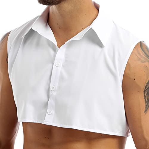 Men's Dickey Collar Half Shirts Formal Party Officer Uniforms Tuxedo Vest Fake Collar Blouses2