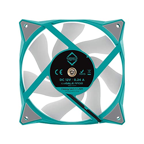 IceGALE Iceberg Thermal Addressable RGB 120mm PWM Dual Ball Bearing ARGB Case Fan (Teal) 3