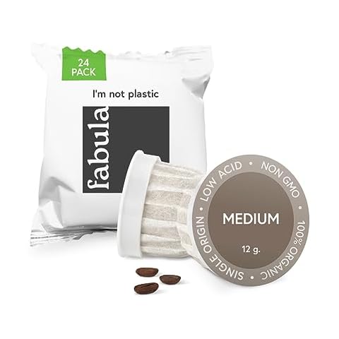 Fabula Coffee USDA Organic Coffee Pods for Keurig, Keurig 2 Machines, Medium Roast, Low Acid Coffee K-Cups, 24 Ct, Single Origin - Mold Free - Fair Trade - Non-GMO Kcups, Compostable, Biodegradable Cover