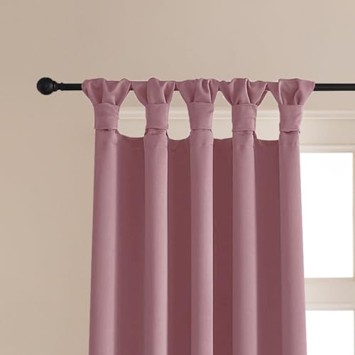 Image of HOMEMONDE 5 Feet Blackout Curtains for Window Pack of 2 Light Blocking Drapes with Thermal and Privacy Features Twist Tab Top (60 Inches, Lavender)