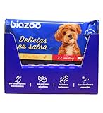 Biazoo Packung mit 12 Stück, Nassfutter für Hunde, gefietete Leckereien, Huhn und Ochsengras, 4 Beutel x 100 g