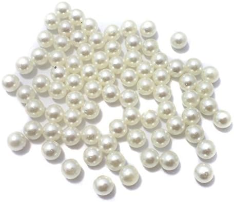 CBCOLLECTIONS Jewellery Making Acrylic Pearl Round Beads Off White, Size 6 mm, Pack of 100 pcs