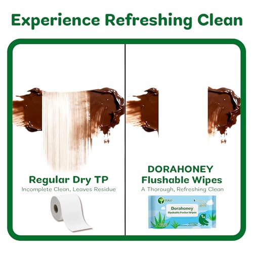 Image of Flushable Travel Wipes with Aloe Vera, 99% Water Moisturizing Mini Wet Wipes for Sensitive Skin, Unscented Pocket Wipes for On The Go Travel Essentials, Total 144 Count (24 Packs of 6)