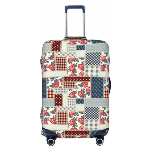 Patchwork In Country Style Luggage Cover Protector Anti-Scratch Washable Fits 18-32 Inch Luggage-Large