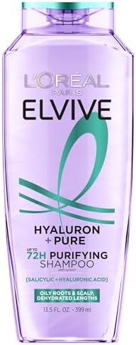  L'Oréal Paris Elvive Purifying Shampoo per Pelle Grassa e Radici, Azione Ridistributiva, Pulizia della Pelle per 72 Ore