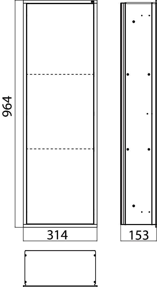 Emco ASIS 300 Badezimmerschrank Einbauschrank Unterputz aus Aluminium und Glas mit Stauraum Weiß Chrom 96,4 cm Unterputz Türanschlag wechselbar
