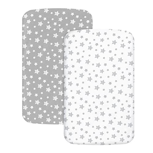 Image of Bedside Sleeper Bassinet Sheets 2 Pack Compatible with Mika Micky & MiClassic & Milliard Bassinet, Fit Most Bedside Sleeper Bassinet Mattress, Grey&White