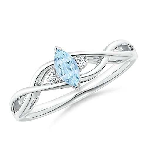 Carillon 925 Sterling Silver 0.30 Ctw Marquise Aquamarine Gemstone Women Stacking Ring Gift For Her (Sterling Silver, 7) #TOP5