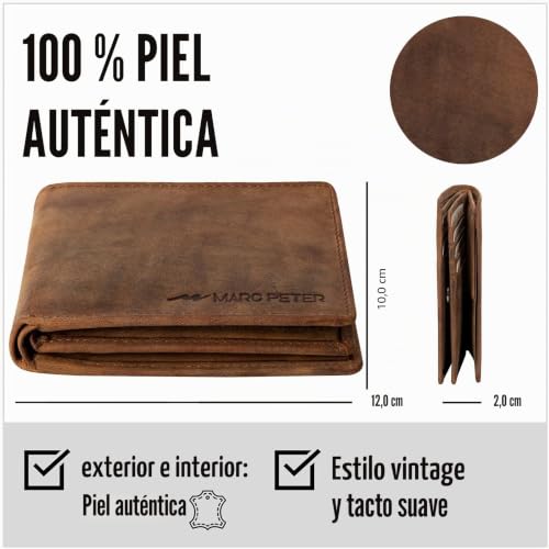 Cartera RFID de piel con 10 compartimentos y espacio Airtag Marc Peter 4