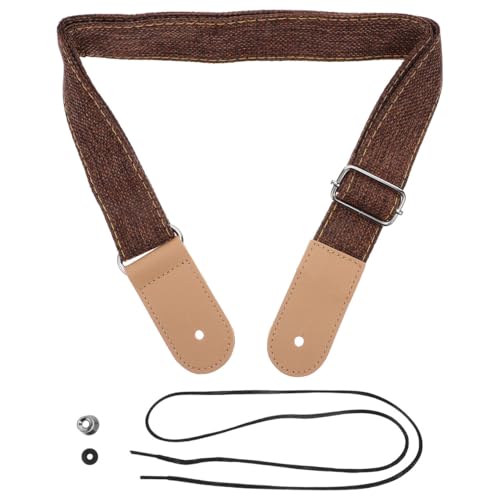 ROSENICE Ukulelegurt Country Style Baumwolle Gurt mit Leder Enden Tragegurt für Ukulele Bass Kleine Gitarre (Kaffee)