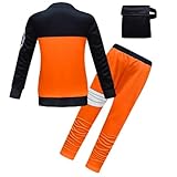 Garperkids Kids Aniime Black and Orange Jacket Pants Set with Holster Halloween Outfit Boys Zipper Up Hoodie Set