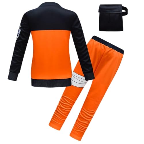 Garperkids Kids Aniime Black and Orange Jacket Pants Set with Holster Halloween Outfit Boys Zipper Up Hoodie Set