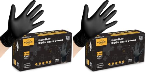 Image of TitanFlex Disposable Nitrile Exam Gloves - 6-mil, Black, Heavy Duty, Latex Free, Food Safe for Cooking