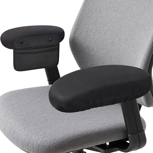 Virelis Ergonomic Office Chair Armrest Covers (Set of 2) - Soft Foam Arm Rest Pads for Elbow & Forearm Pressure Relief - Universal Stretch Fit for Gaming & Office Chairs Black