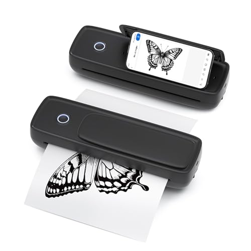 Image of Thermal Printer, Portable Printer Thermal Printing Wireless for Travel, Inkless Printer Compatible with Mobile Phones & PC (Black)