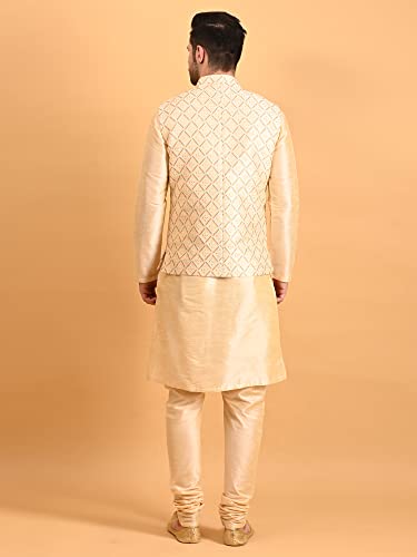 Image of Uri and MacKenzie Men's Silk Blend Kurta Pajama with Designer Ethnic Nehru Jacket /Modi Jacket