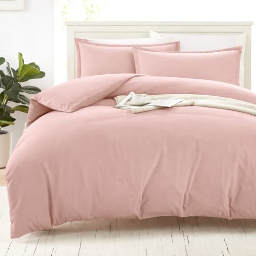 Image of LANE LINEN Double Duvet Cover Set Sepia Rose - 100% Organic Cotton Bedding 200x200cm, Soft Breathable 3 Piece with Button Closure, 2 Pillow Cases Included, Comforter Not Included