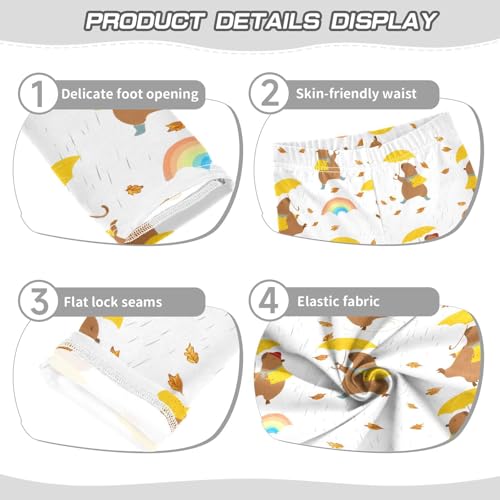 Umbrella Capybara Rainbow Girls Leggings Soft Stretch Workout Yoga Dance Pants for Kids Casual Tights3