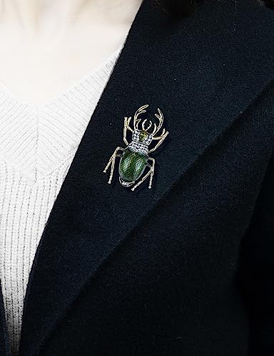 Image of Vintage Rhinestones Crystal Beetle Bug Ename Insect Scarab Brooch Pin Lapel Pin Accessories for Men Women