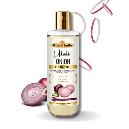 Image of Khadi Onion Hair Oil 200ml | Pure & Natural Oil for Hair Growth, Dry & Frizzy Hair | Non Sticky, Paraben & Mineral Oil Free | For All Hair Types | Daily Use for Men & Women