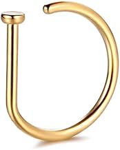 Fake Nose Ring Hoop Septum Rings Stainless Steel D Shape Punk Fake Piercing Body Jewelry Hip Hop Rock Ear Clip Jewelry Practical and Skilled