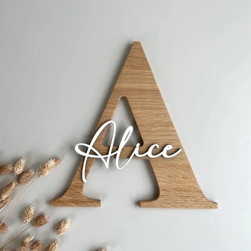 Panneau mural en bois à personnaliser et grande lettre murale de 40 cm pour salon