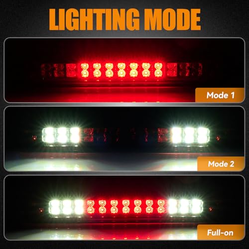 Image of Third 3rd Brake Light LED for 1988-1999 Chevy /GMC C1500 C2500 K1500 K2500 Silverado Blazer, High Mount Rear Brake Lights Assembly Center Cab Stop Cargo Light (RED)