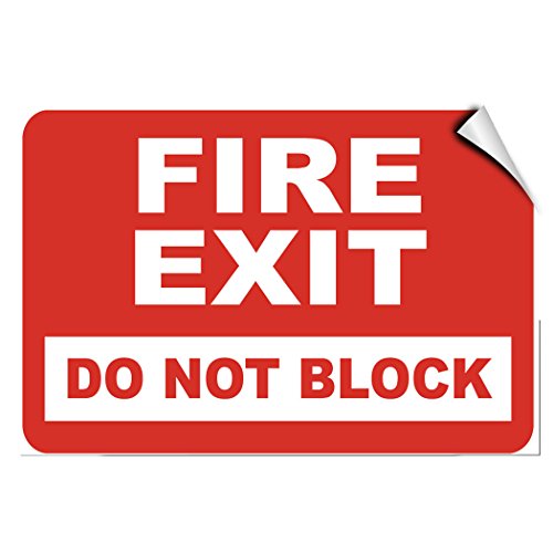 Fire Exit Do Not Block Security Label Decal Sticker 7 Inches X 5 ...