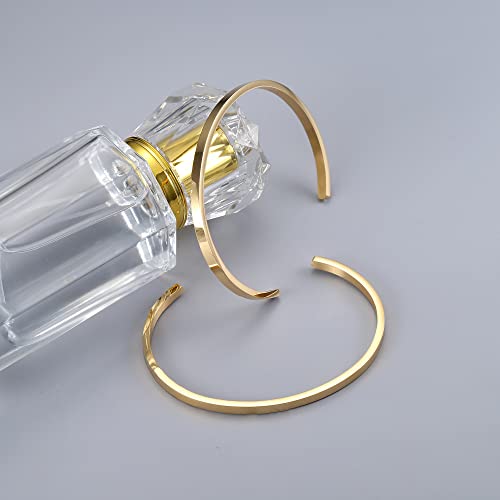 MILACOLATO 2 Pcs Gold Thin Cuff Bracelet for Him and Her 18K Gold Plated Twisted Couple Bracelets Simple Delicate Adjustable Cuff Bangle Bracelet for Women Men Couple Valentine's Day Mothers Day Gifts - Image 4