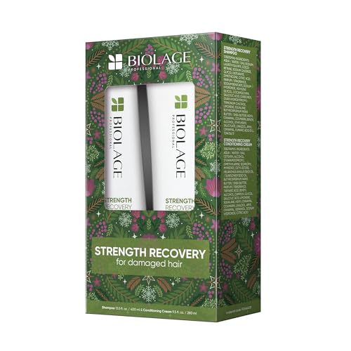 Biolage Strength Recovery Shampoo & Conditioner Set | Gently Cleanses & Reduces Breakage | For All Damaged & Sensitized Hair Types | Vegan | Cruelty-Free