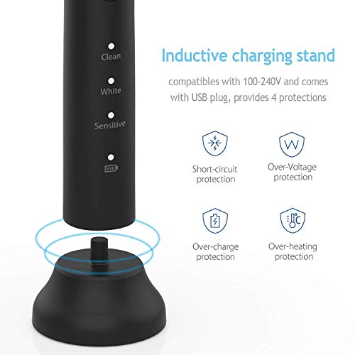 Lächen Electric Toothbrush Power Sonic Toothbrush Travel Rechargeable Portable 3 Modes 4 Brush Heads Usb Charging Toothbrush For Adult #TOP4