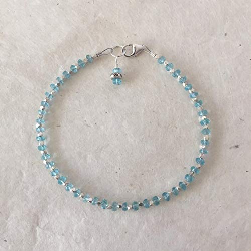 Apatite Karen Hill Tribe Thai Silver Beaded Stacking Bracelet, Sundance Style, Boho Chic, Dainty Bracelet, Layering Bracelet 2-4mm Code- WAR6483